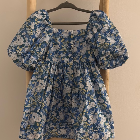 Janie and Jack Floral Blue Puff Sleeve Dress Tunic - Picture 2 of 4